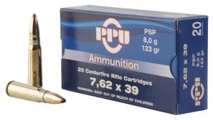 PPU PP76239P Metric Rifle 7.62x39mm 123 Gr Pointed Soft Point PSP 20 Bx/ 50 C