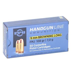 Prvi Partizan 9mm Browning Long Ammo 108 Grain Full Metal Jacket  Case of 1000 (20 Boxes of 50) - Free Shipping - brass case - MPN PPH9BL ( UPC - 8605003813309)