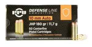 PPU PPD10 Defense 10mm Auto 180 Gr Jacketed Hollow Point JHP 50 Bx/ 10 Cs