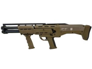 Standard Manufacturing DP-12 Pump Shotgun - FDE | 12ga | 18 7/8" Double Barrel | 14rd | Ambidextrous safety and slide release