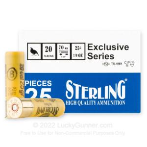 20 Gauge - 2-3/4" 7/8oz. #8 Shot - Sterling - 250 Rounds