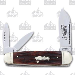 Marble's Sleeveboard Whittler 3.50" with Stag Bone Handles and 440A Stainless Steel Plain Edge Blades