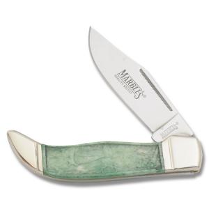 Marble's Deer Hunter's Gift Set with Moss Green Bone Handles with 440A Stainless Steel Plain Edge Blade
