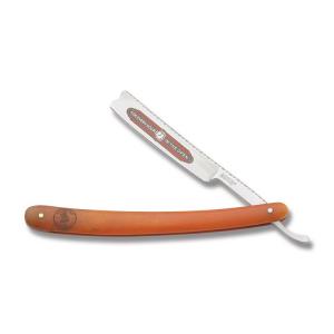 Marbles Razor 6.675" with Orange Smooth Bone Handles and 440A Stainless Steel Plain Edge Blade Model MR319