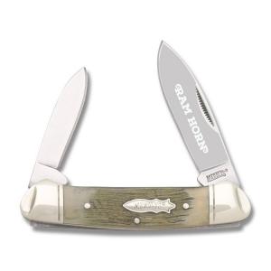 Marbles Baby Butterbean 3.50" with Ram Horn Handles and 440A Stainless Steel Plain Edge Blades Model MR360