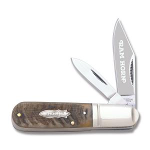 Marbles Small Barlow 3.25" with Ram Horn Handles and 440A Stainless Steel Plain Edge Blades Model MR365