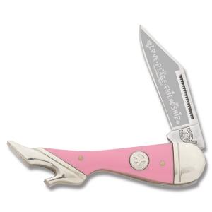 Rough Rider LovePeaceFriendship Small Lady Leg 3.25" with Pink Smooth Composition Handle and Satin Finish 440A Stainless Steel Blade Model RR1376