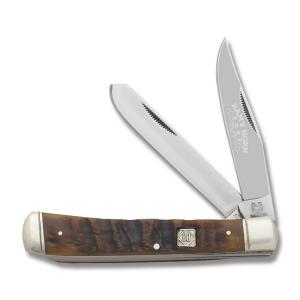 Rough Rider Trapper 4.125” with Rams Horn Bone Handles and 440A Stainless Steel Plain Edge Blades Model RR1509