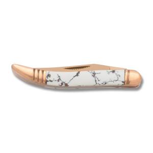 Rough Rider Copperstone Series Small Toothpick Synthetic Stone Handles Rose Titanium Coated 440A Blades