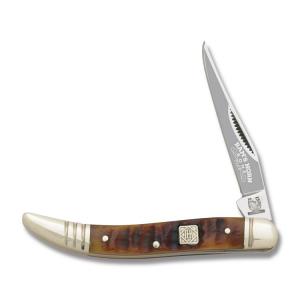 Rough Rider Small Toothpick 3" with Ram's Horn Bone Handle and 440A Stainless Steel Plain Edge Blades Model RR1548