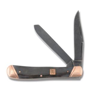 Rough Rider Copper Series Trapper Black Smooth Bone Handles Stonewashed 440A Stainless Steel