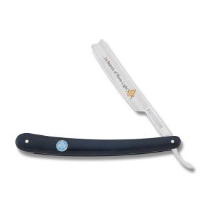 Rough Rider Masonic Razor 6.375" with Blue Smooth Bone Handles and 440A Stainless Steel Plain Edge Blade Model RR1767
