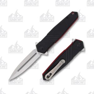 Rough Ryder Folding Boot Knife Black and Red G-10