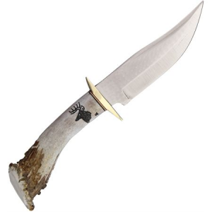 Ken Richardson Knives K1432 Bowie Crown Horn 6 inStandard Edge Carbon Steel Bowie Blade & Wood Handles