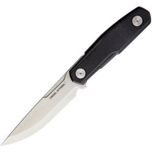 Real Steel 3760 Bushcraft Zenith Satin Finish Drop Point Blade Knife with Black G-10 Handle