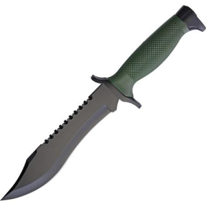 Aitor 16010G Oso Black Powder Coated Stainless Clip Point Blade Knife with OD Green Textured Polymer Handle