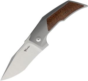 Reate Knives T3000 Framelock Folding Knife, 3 stonewash and satin finish Bohler M390 stainles, Bead blast finish titanium handle with micarta inl, REA061 / T3000 BM