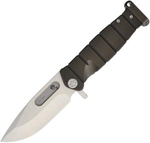 Medford USMC FF Framelock Folding Knife, 4 tumbled finish S35VN stainless drop point blade, Black PVD coated titanium handle, MD204STQ