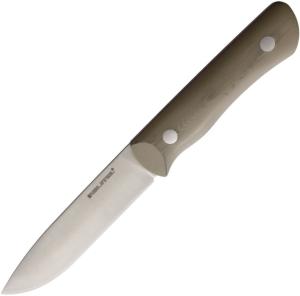 Real Steel Bushcraft III Convex Coyote Knife, 4 satin finish D2 tool steel blade, Coyote tan G10 handle, 3726C