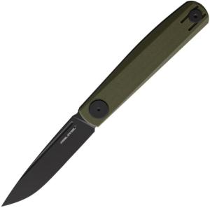 Real Steel Gslip Compact Green G10 Folding Knife, 3.5 black finish VG-10 stainless blade, OD green G10 handle, 7866