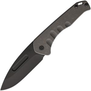 Medford Praetorian Slim DP Framelock Folding Knife, 3.5 black PVD coated S35VN stainless blade, Gray tumbled finish titanium handle, MK208SPD-01TM