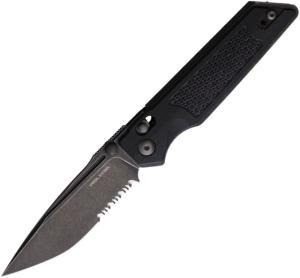 Real Steel Sacra TAC Folding Knife, 3in, Steel, Serrated, Tanto, G10 Handle, Black, 7713B