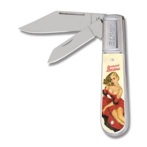 Novelty Cutlery Bombshell Barlow Red Dress 3.50" with Clear Acrylic Handles and Stainless Steel Plain Edge Blades Model NV315