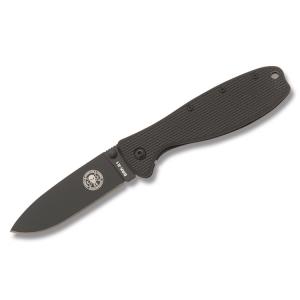 Esee Zancudo Folding Knife with Black Fiberglass Reinforced Nylon Handle and Black Coated AUS-8 Stainless Steel 3" Drop Point Plain Edge Blade Model BRKR1B