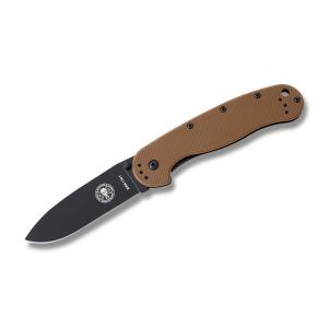 ESEE Avispa Folding Knife with Coyote Brown FRN Handle and Black Coated AUS-8 Stainless Steel 3.5" Drop Point Blade Model BRK1301CBB
