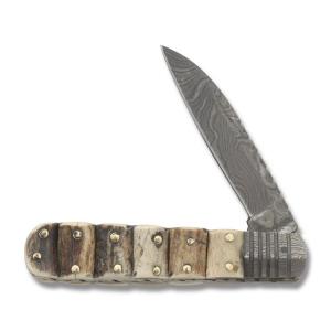 Old Forge Stacked Stag Handle Handmade Damascus Steel Wharncliffe Blade Barlow