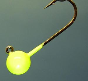 Hawken Outdoors Aerojig Plain Jighead, 1/8 oz, 1/0 Hook, Green Chartreuse, 3/Pack, Custom Gamakatsu Hook, AJP18008