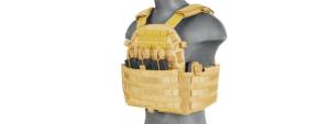 Lancer Tactical Nylon Airsoft MOLLE Plate Carrier, Tan, CA-311T2N