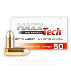 9mm - 124 Grain FMJ - MAXX Tech - 50 Rounds