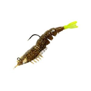 Z-Man Pre-Rigged EZ ShrimpZ - 3-1/2'' - Rootbeer Chartreuse Tail