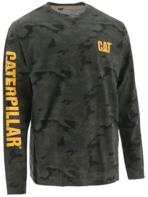 Caterpillar Trademark Banner Long Sleeve Tee - Mens, Night Camo, Large/Tall, 1510034-11790-LT