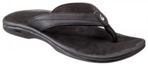OluKai Ohana Thong Sandals for Ladies - Black/Black - 7 M