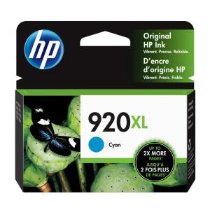 HP 920XL High Yield, Fade-Resistant, and Vivid Color Cyan Original Ink Cartridge (700 Pages)
