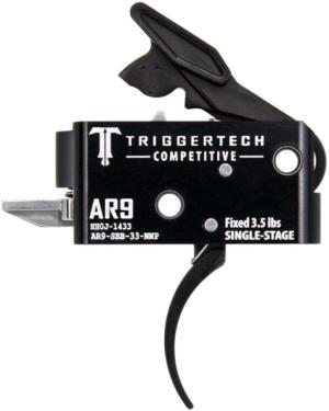 Triggertech AR9 Single-Stage Adaptable Competitive Pro Curved Competition Trigger Pull, 3lb Pull, Black, AR9-SBB-33-NNP