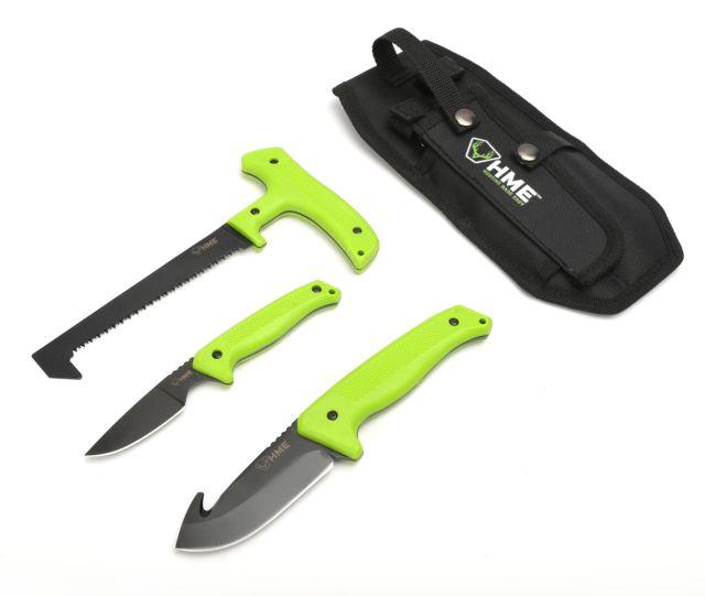 HME Products 3 Piece Field Dress Knife Kit w/Saw, Caping Knife, and Fixed Blade Knife w/Guthook, HME-KN-3PFK