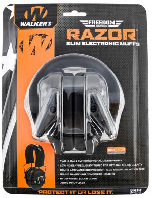 Walker's GWP-RSEMFS Razor Freedom Muff 23 DB Over The Head Polymer Black Ear Cup