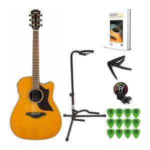 Yamaha A1M Folk Cutaway Acoustic-Electric Guitar (Right-Hand, Vintage Natural) with Accessory Bundle