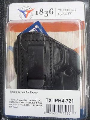Tagua Texas 1836 Four Positions Leather Holster Fits S&amp;W Bodyguard .380 Taurus TCP Ruger LCP Kel-Tec .380 Kahr P380