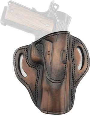 Texas 1836 Cannon Vintage Edition - Open Top OWB Holster, Right Hand, Most 9mm /.40 /.45 Double Stack 4.5in, With No Attachment, Vintage Brown, Black, TX-BH3-500-VINBRO