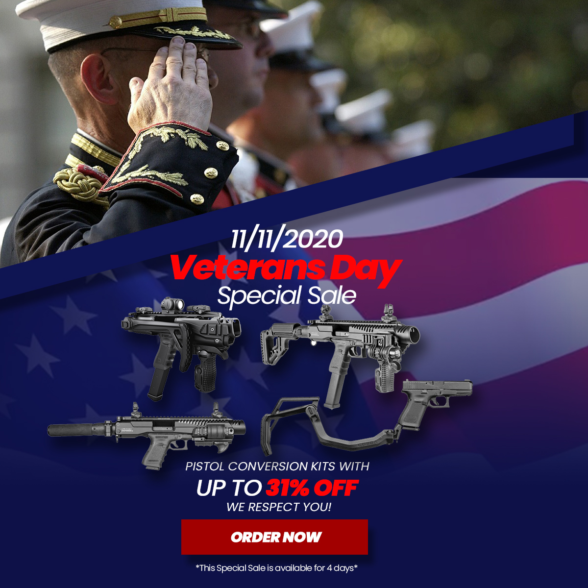 Veterans Day 11/11/20 Sale Pistol Conversion Kits with up to 57% OFF - $57