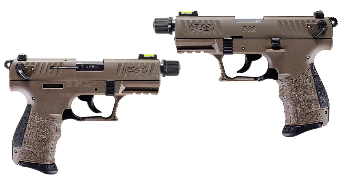 BACKORDER Walther P22Q .22lr 3.42" Tactical Full FDE with Adapter 10 round Pistol w/ 2 Magazines - $351.25 ($9.99 S/H on firearms)